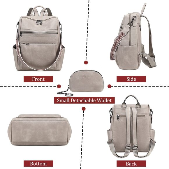 4893 Leather Backpack Purse Designer Shoulder Bag Fashion Faux Work Travel main image 4
